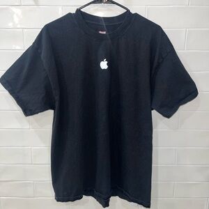 Vintage Black T-Shirt White Apple Logo 90's Y2K